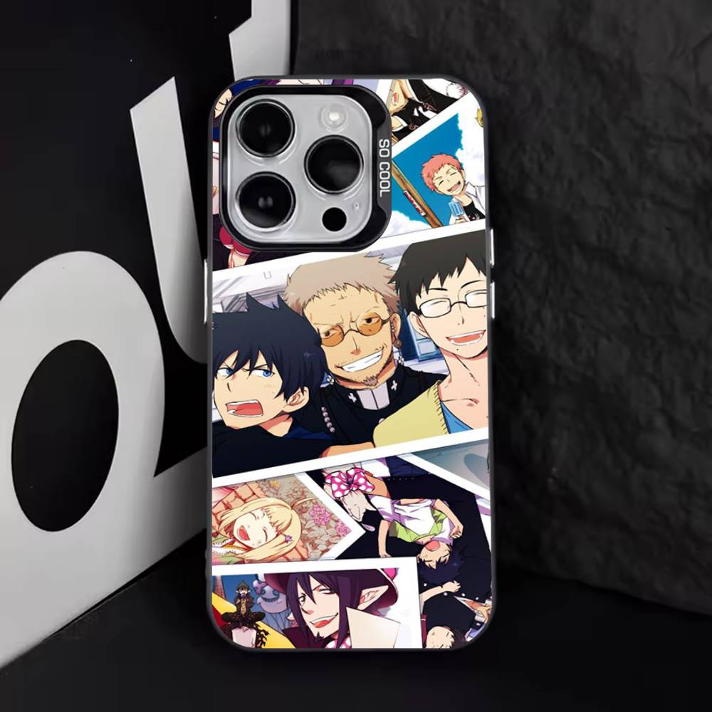 Anime Blue Exorcist Phone Case For iPhone 16,15,14,13,12,11,8,7,Pro,Max,Plus,Mini,XS,SE Anti Fall Black Matte Hard