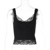 European and American Ins Style Fashion New Sexy Lace Versatile Solid Color Spice Girl Style Short Vest Top Women's Clothing