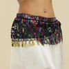 Shiny Sequins Tassel Belly Dance Hip Scarf Waist Belt Wrap Skirt For Halloween Cosplay Party Dance Costume