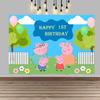 Happy Birthday Peppa Pig Photo Backgrounds, Perfect For Kids' Parties, Family Gatherings, And Birthday Celebration Banners.