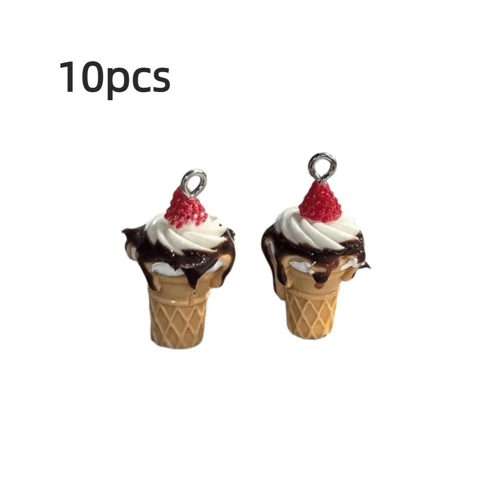 

10pcs DIY Simulated Ice Cream Charms 3D Strawberry Jam Miniature Food Pendant Resin Earring Bracelet Charm For Jewelry Make