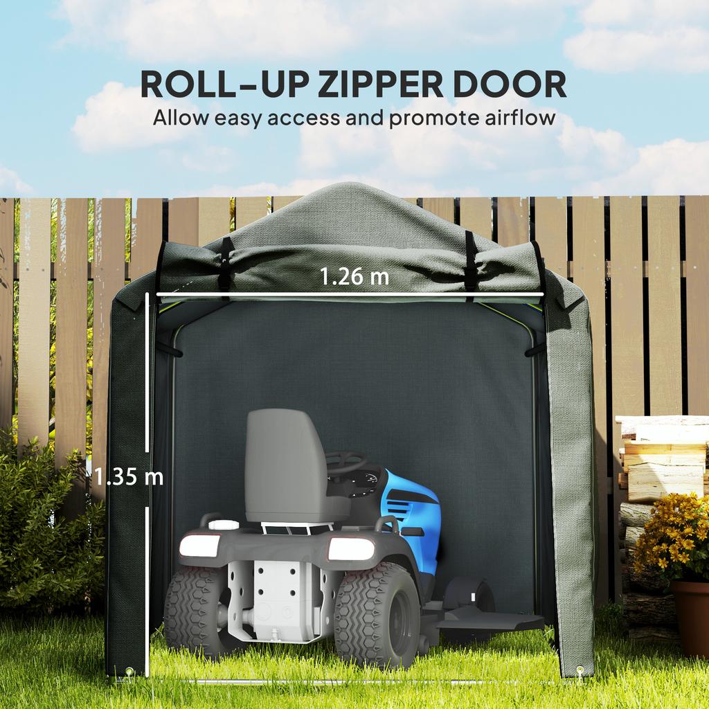 2.2 x 1.6 m Garden Storage Tent, Waterproof Anti-UV Bike Tent with Roll-up Zipper Door, Galvanised Outdoor Storage Shelter Carport for Bike