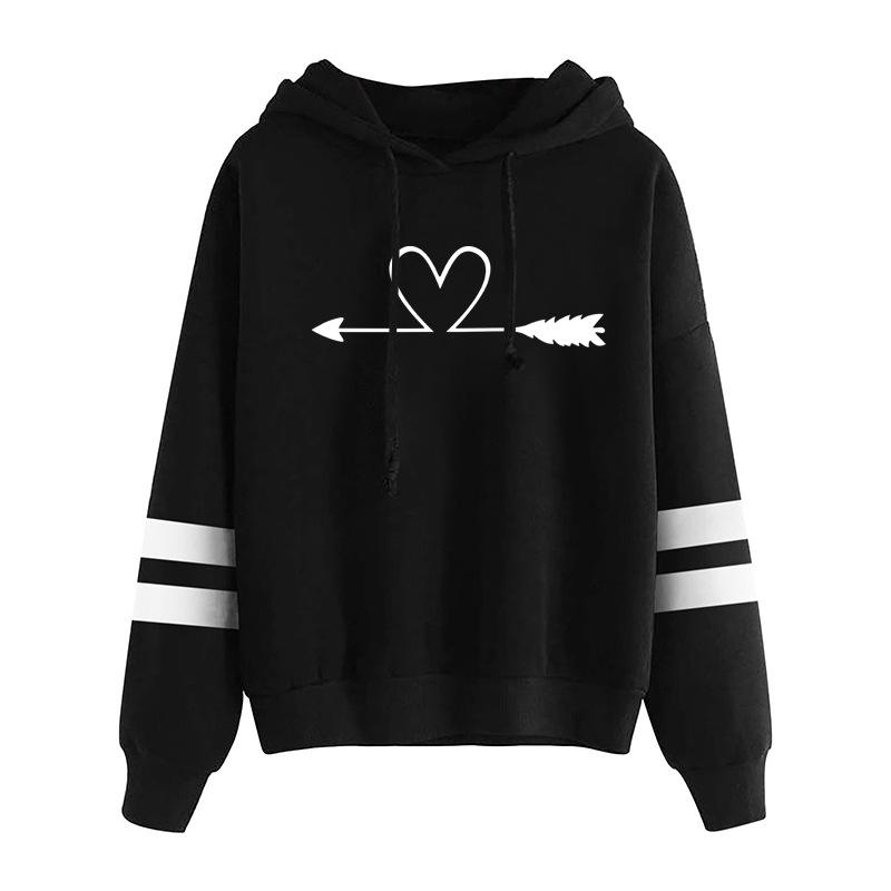 Women Pullover Hooded Sweatshirt for Autumn Ladies Pattern Print Long Sleeve Hoodies Tops