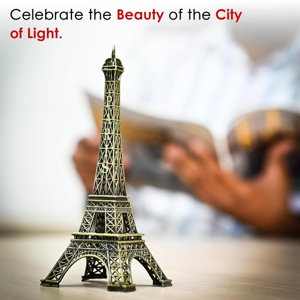 Home Decor Eiffel Tower Showpiece – 15cm Metal Paris Replica for Home Décor, Elegant Decorative Statue for Living Room