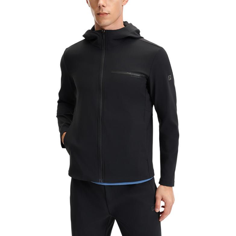 Fila Fitness Athletics Casual Fashion Simple Versatile UV Resistant Hooded Jacket Men Jacket Deep-Black A11M521503F-BK