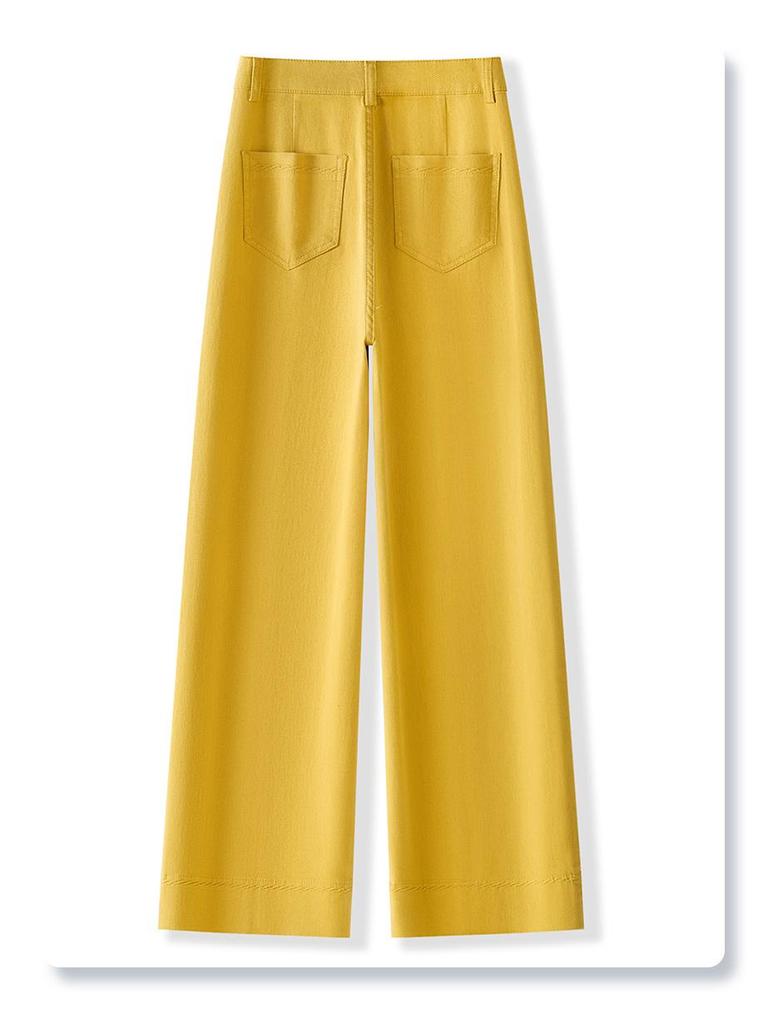 Women's Yellow High-Waist Slimming Straight Leg Jeans - Spring 2025 Collection