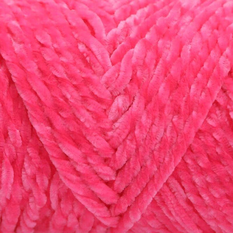 3 Strands Glossy Velvet Hand-Woven Thread Woven Scarf Doll Blanket Chenille Thread Segment Dye 100G Ball