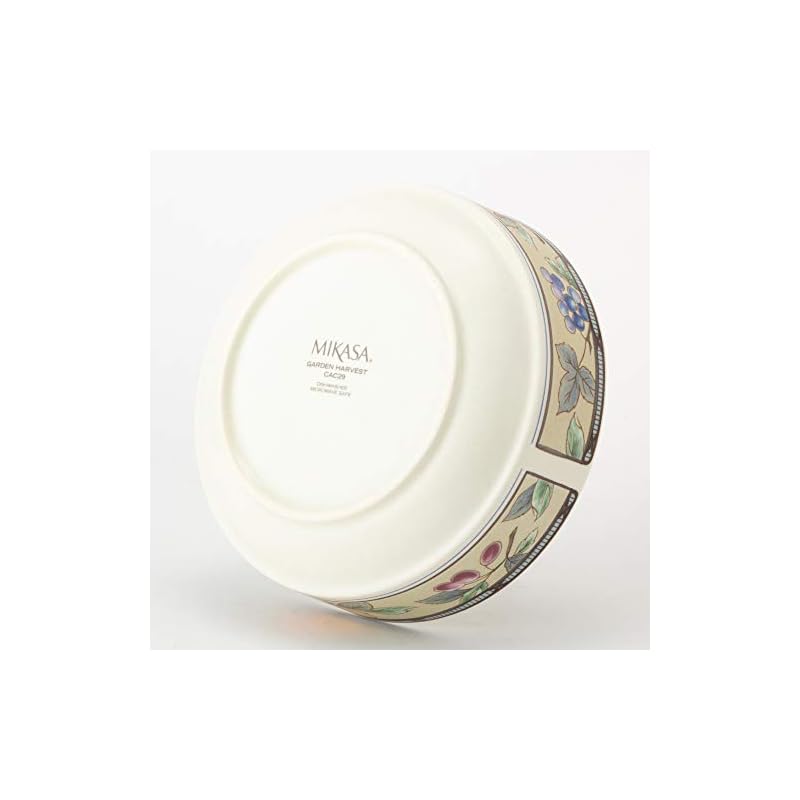 MIKASA Garden Harvest Bowl, White, Diameter 16.1cm x Height 6cm, 900ml, Microwave, Dishwasher, and Oven Safe, T-770412