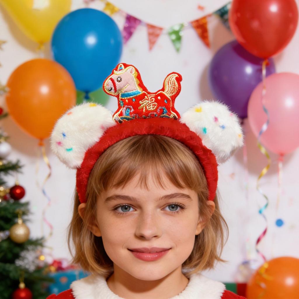 New Years Headband 2026 Horse Year Headwear Photo Booth Costume Headband For Boys Girls Students Festival Attendees Event Guests