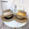 2024 New Summer Women Wide Brim Seagrass Straw Hat Fashion Lady Kentucky Derby Sun Hats Boater Panama Beach Cap Chapeu Feminino