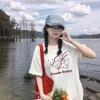 Heavy Cotton White Short-sleeved T-shirt Women's Summer New Loose Cartoon Design Sense Niche High Street Top