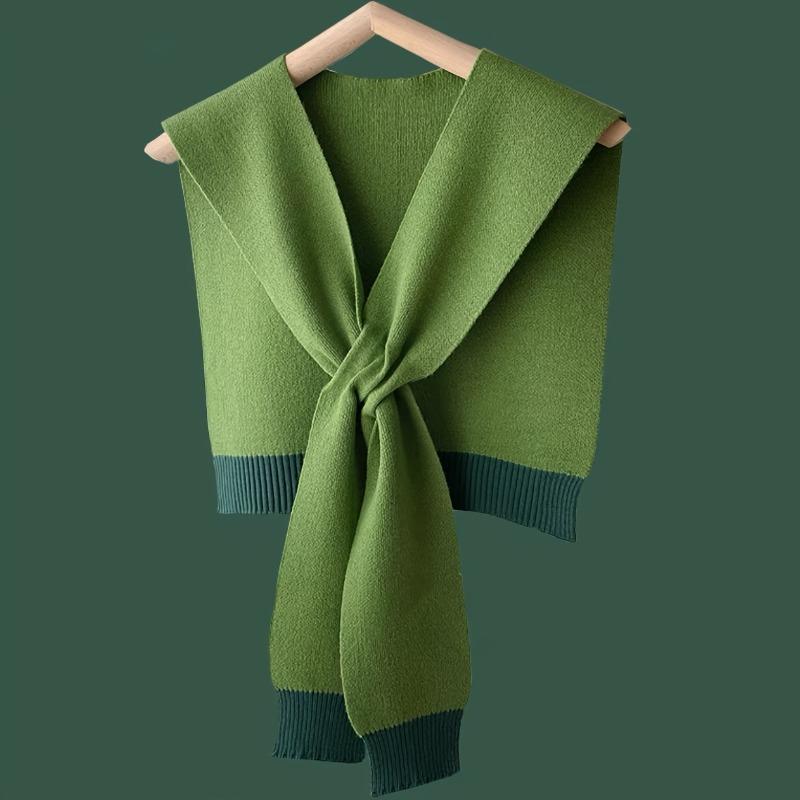 

Women s Acrylic Knit Shawl for Spring Summer Fashion - Green Stylish Wrap Scarf Trendy and Lightweight Outerwear Accessory 38X90CM& 8Y зелёный