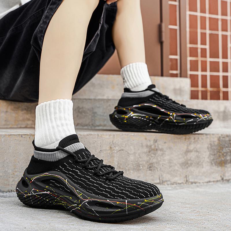 Spring And Summer New Thick Soles Breathable Flying Mesh Socks Shoes Men'S Non-Slip Wear-Resistant Casual Shoes