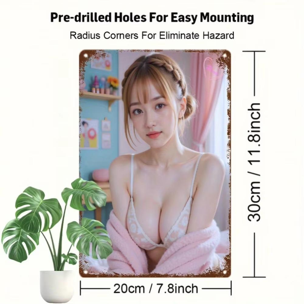 Anime-Mädchen Metall-Wandkunst Vintage-Aluminiumschild Heimdekoration Geschenk