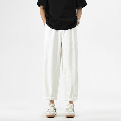Reine Baumwolle Straight-Leg Hose Herren Frühling und Herbst Neu Weitbein Herrenhose Sportliche Freizeithose Hängende Arbeitskleidung Fallschirmjägerhose