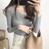 Women's Autumn Sweaters V-neck Slim Fit Pullover Long Sleeve Base Knitted Sweater Woman Winter Fashion Solid Bottoming Warm Knitwear Jumpers 24967
