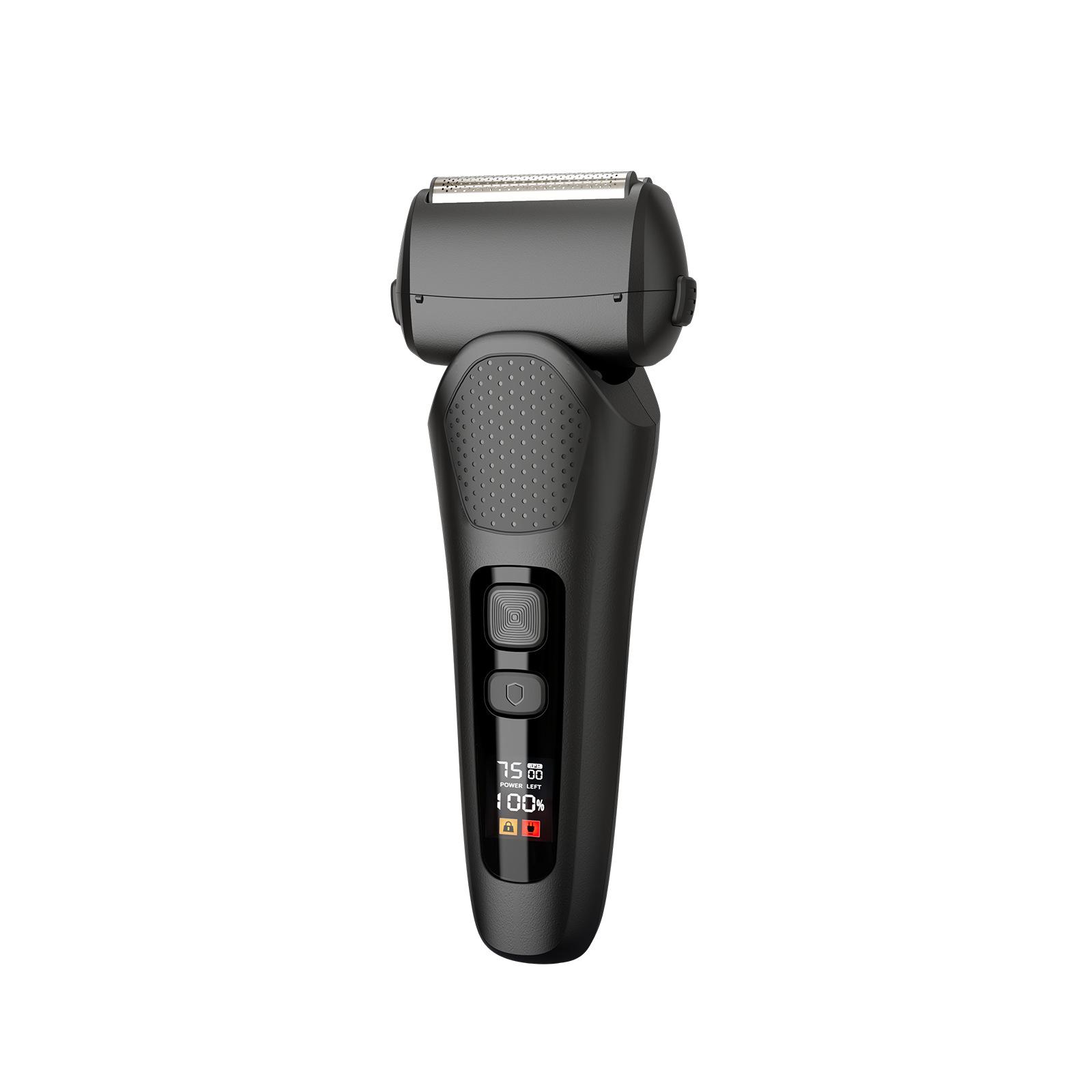 Three-Speed High-Power Rechargeable Electric Shaver with Digital Display and Washable Three-Blade Head