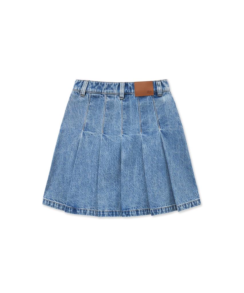 Yale Denim Pleated Skirt_Light Blue
