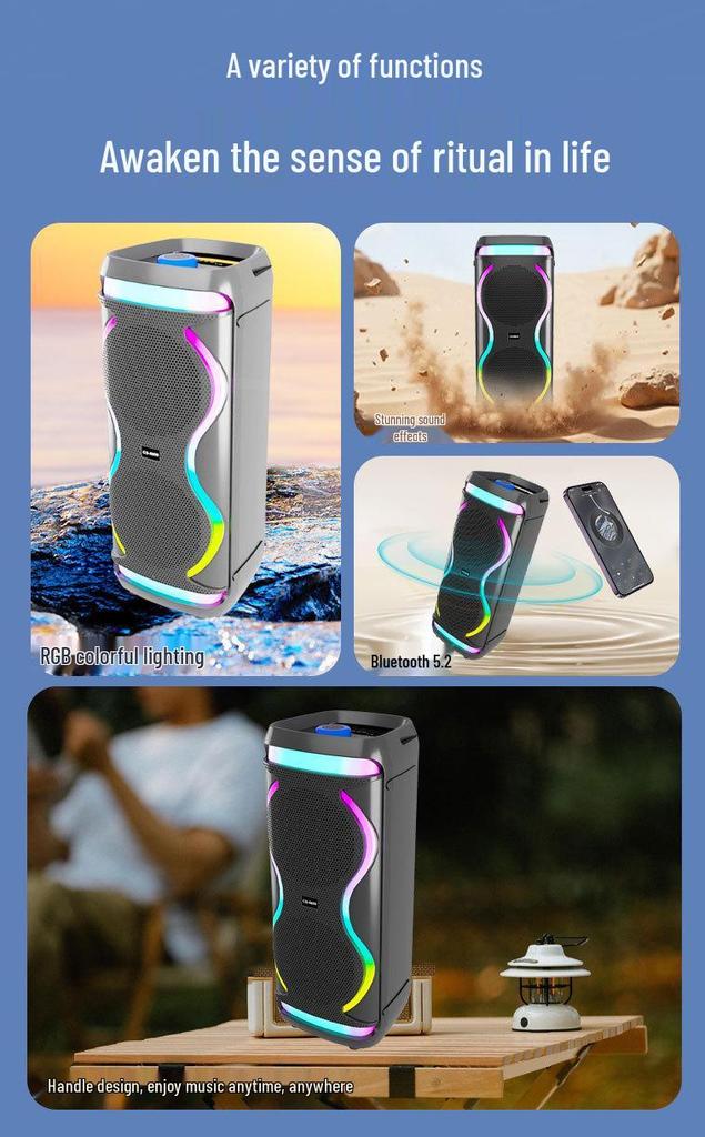 High-Power 8" Wireless Bluetooth Outdoor Speaker with Microphone