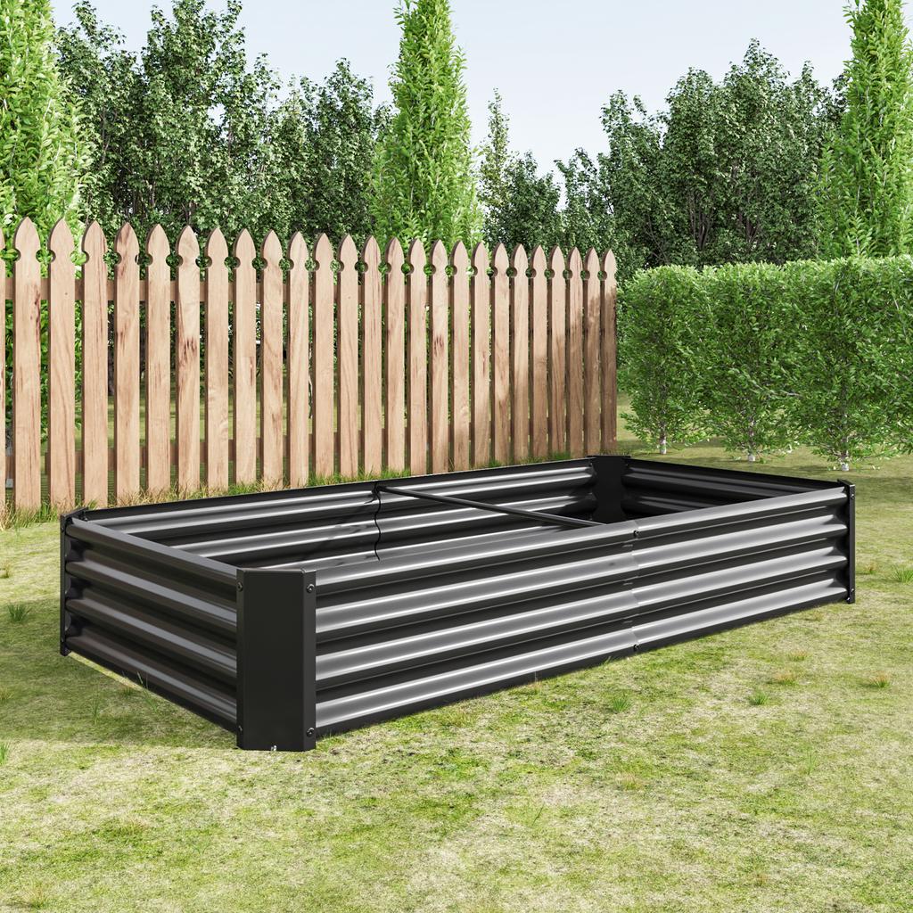 Raised Bed Metal Planter, Robust Sheet Steel, Rust Protection, Long Durability, Kit without Bottom, Ideal for Vegetables, Herbs & Flowers, Anthracite