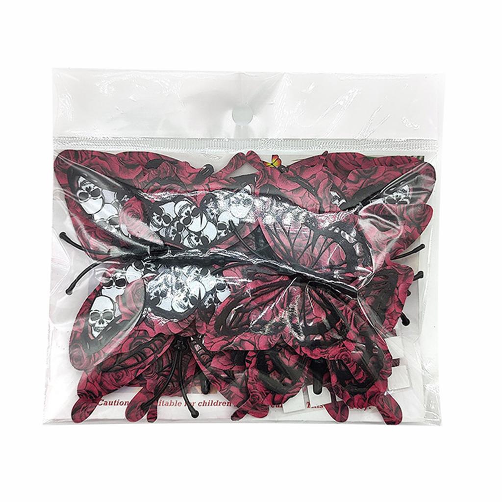 12pcs Halloween Butterflies Stickers Butterflies & Skull Gothic Wall Art for Halloween Party & Home