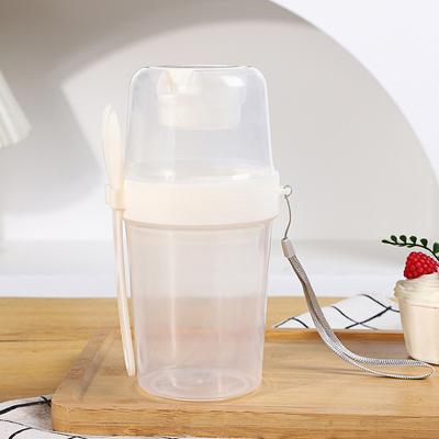 Vaso Portátil para Ensalada Vaso Doble para Avena Vaso para Yogur y Frutos Secos Reducido en Grasa Recipiente para Verduras y Frutas Vaso con Tapa Cuchara Vaso para Desayuno Fiambrera