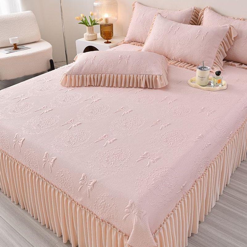 Machine Washable Summer Ice Silk Bed Skirt Cooling Mat Set