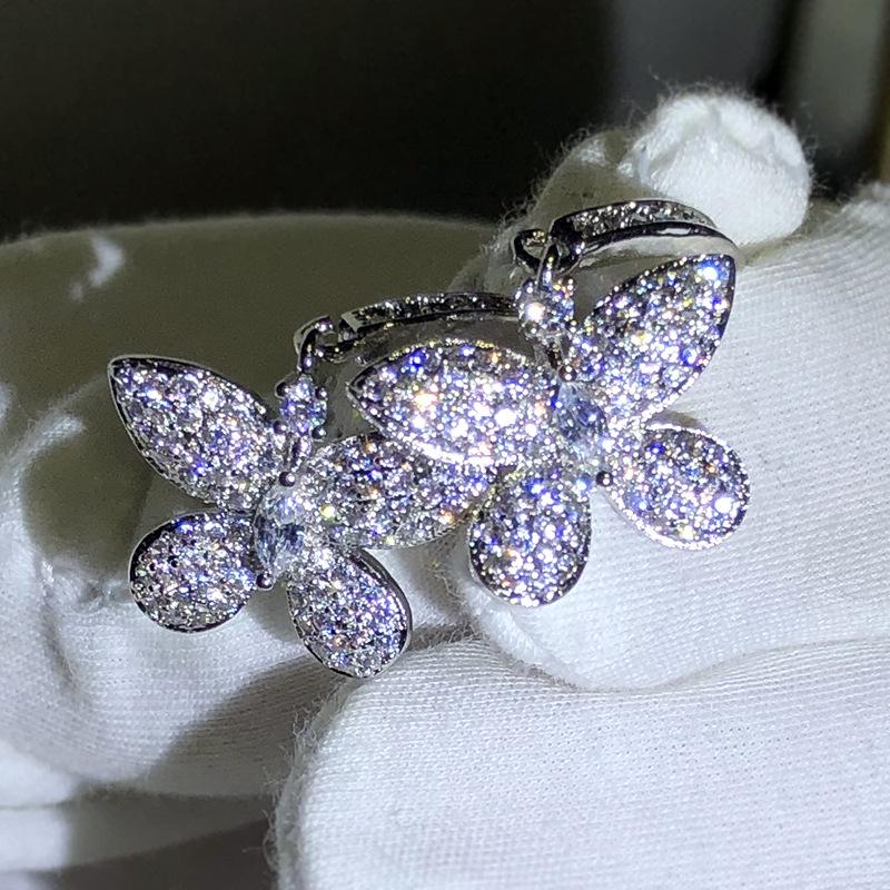 High Quality Butterfly Earring White Zircon Earring for Women Jewelry Wedding Party Engagement Earring Jewelry Gift