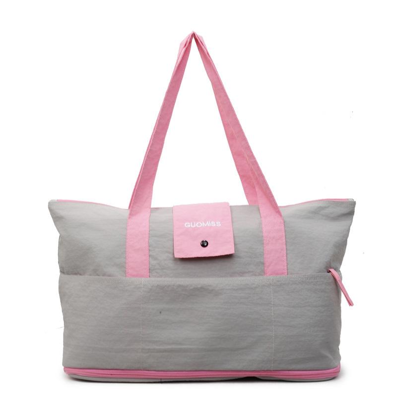 Large Capacity Color Block Tote Bag with Shoulder Strap Everyday Use Travel Shopping Carry On Bag серый 1750₽
