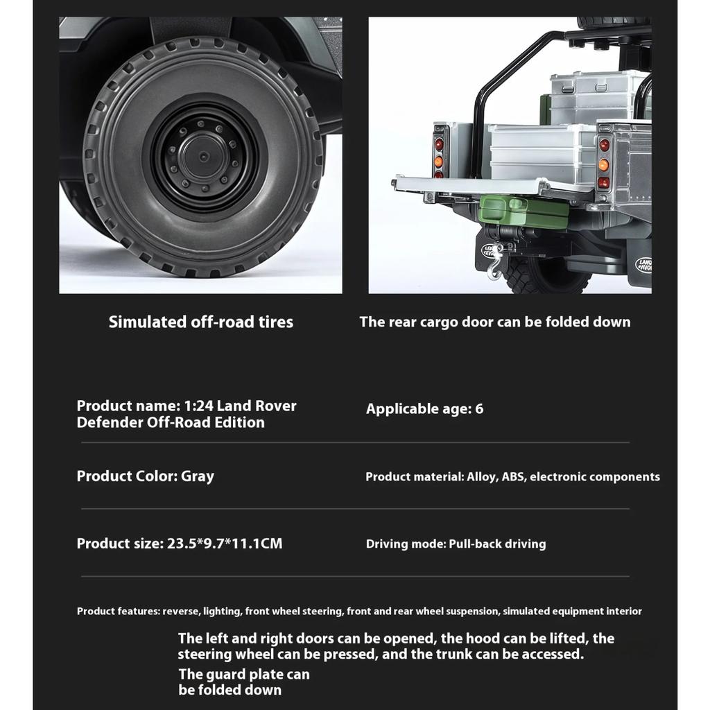 1/24 Land Rover Defender 110 Alloy Die Cast SUV Model Car Boys Birthday Gift Indoor Home Collection Hobby Ornaments