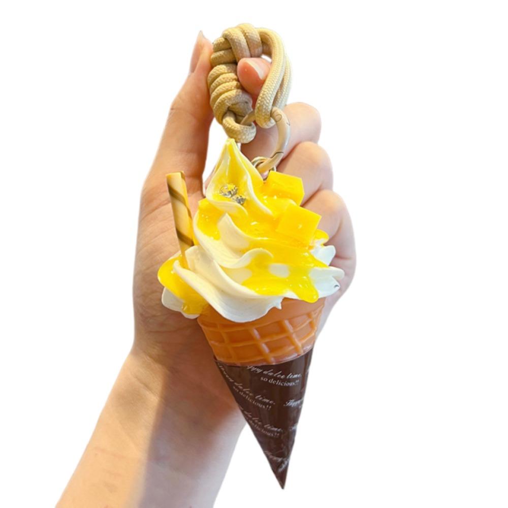 Cute Ice Cream Keychain Cartoon Ice Cream Key Rings Realistic Dessert Keychain Men Women Style B