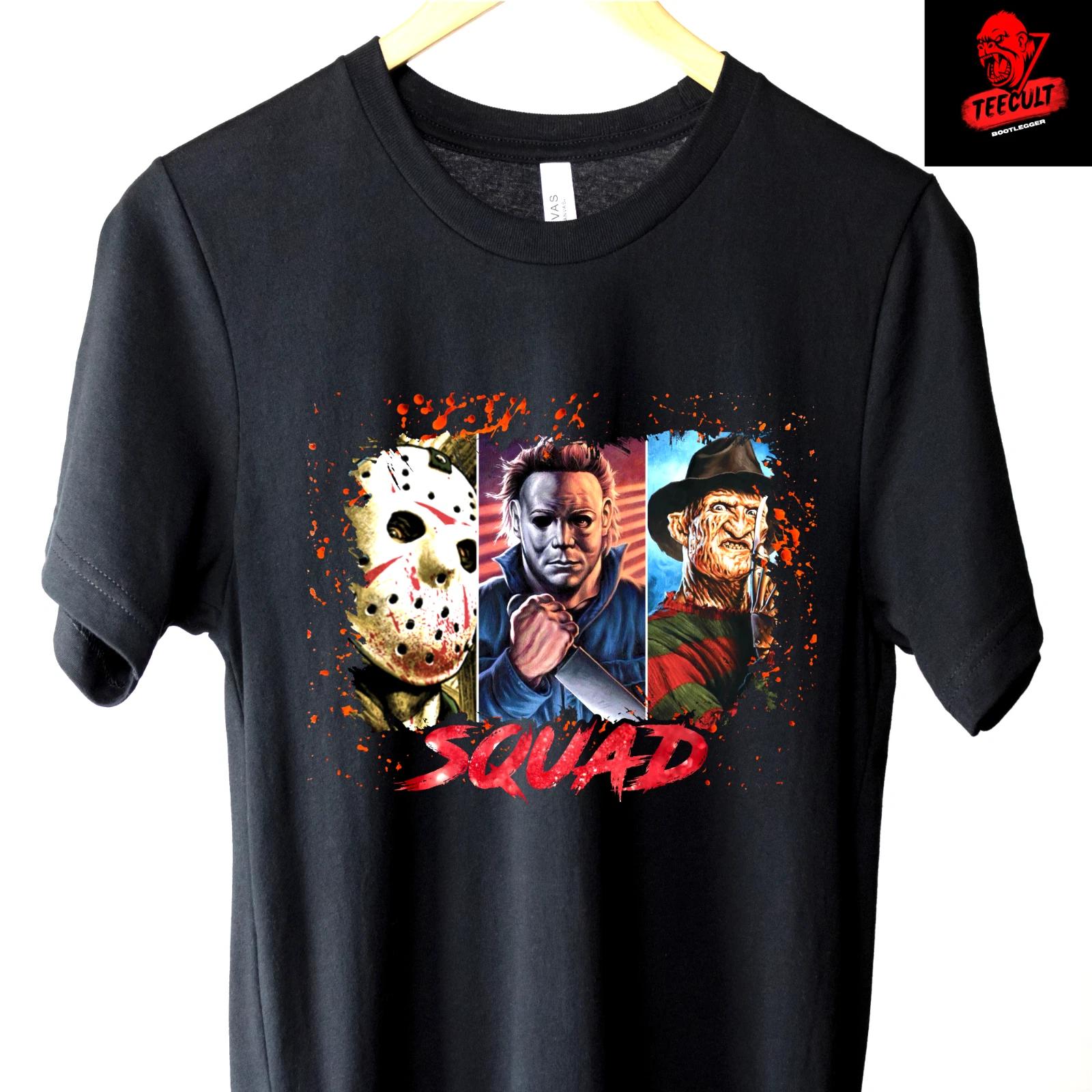 Men s and Women s T-shirts Halloween Squad | Jason Voorhees | Michael Myers Unisex Horror S