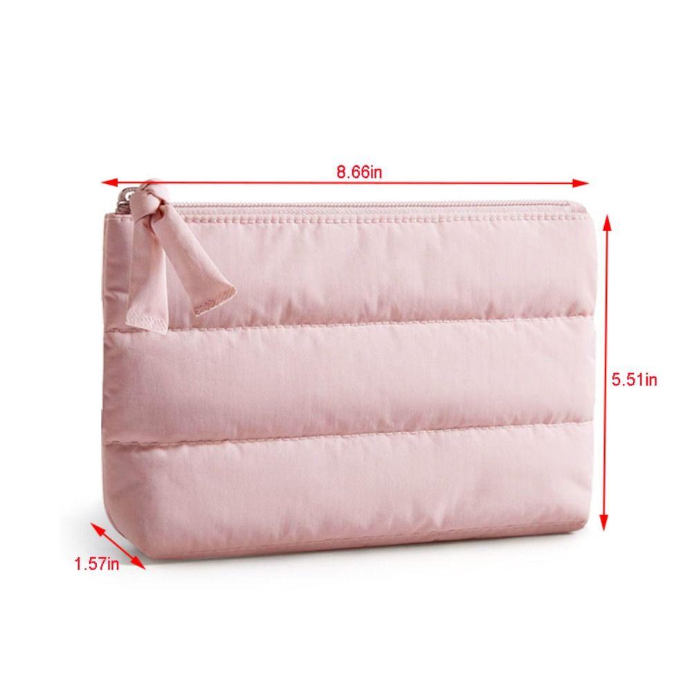 Fashion Puffy Cosmetic Pouch Zipper Closure Padded Small Makeup Bag Portable Ultralight Travel Storage Bag