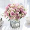 Beautiful 30CM Artificial Rose Flower Silk Peony DIY Silk Hydrangea Colorful Bridal Bouquet Home Decor