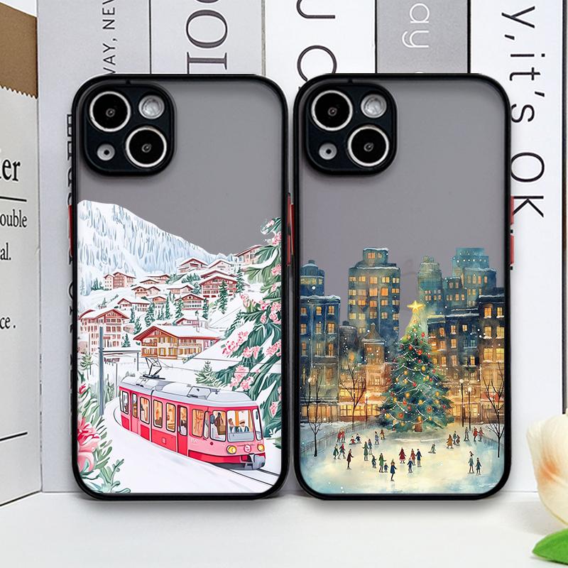 Ins Cartoon Christmas Style Phone Case for IPhone 17 Pro Max 16 165 14 13 12 11 Pro Max XR XS X 7 8 14Plus Streetscape Art Cover