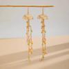 Boho Starfish Scallop Metal Long Tassel Earrings Women Summer Beach Vacation Gold Color Jellyfish Shiny Crystal Earrings Jewelry