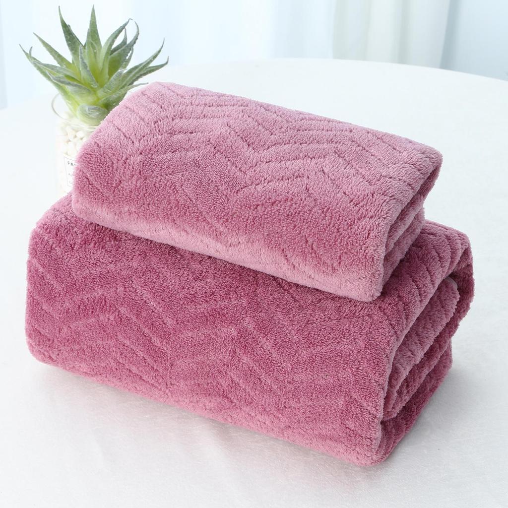 Temu Coral Fleece Bath Towel Set - Wheat Ear Style, Large Towels