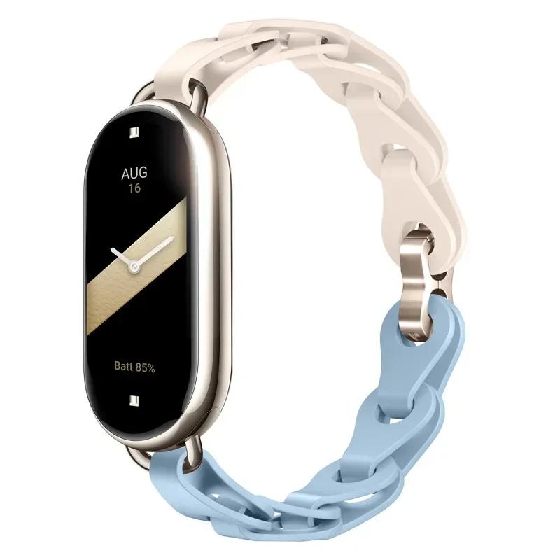 Silicone Strap for Xiaomi Mi 8 Band Chain Buckle Bracelet for Miband 8 NFC Fashion Lady Style Replacement Rubber Band Correa