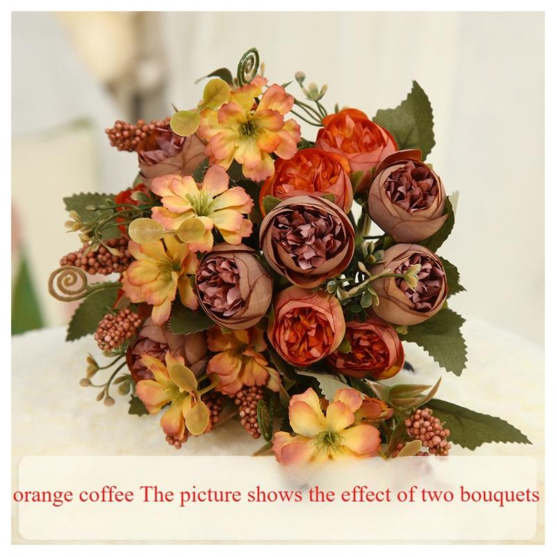 

2pcs Simulation Flowers Silk Rose Bud Daisy Bouquet Wedding Decorative Artificial Purple Peony Living Room Office Decoration