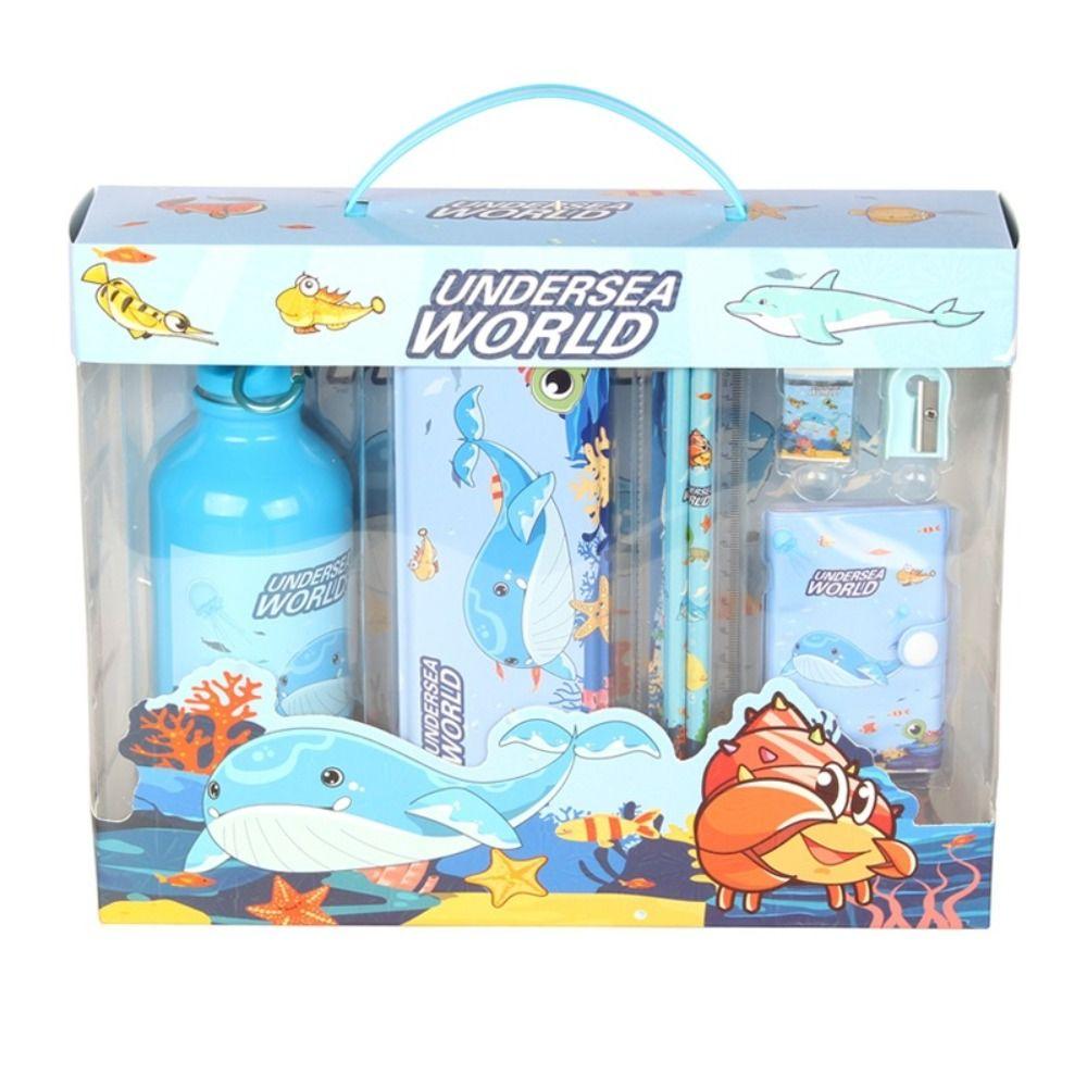 Ruler Notebook 8 In 1 Stationery Set Pencil Eraser Stationery Set with Tumbler  Boys Girls