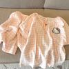 Pink plaid Kitty cat pajamas women's summer short-sleeved shorts ins style set can be worn outside loungewear two-piece set