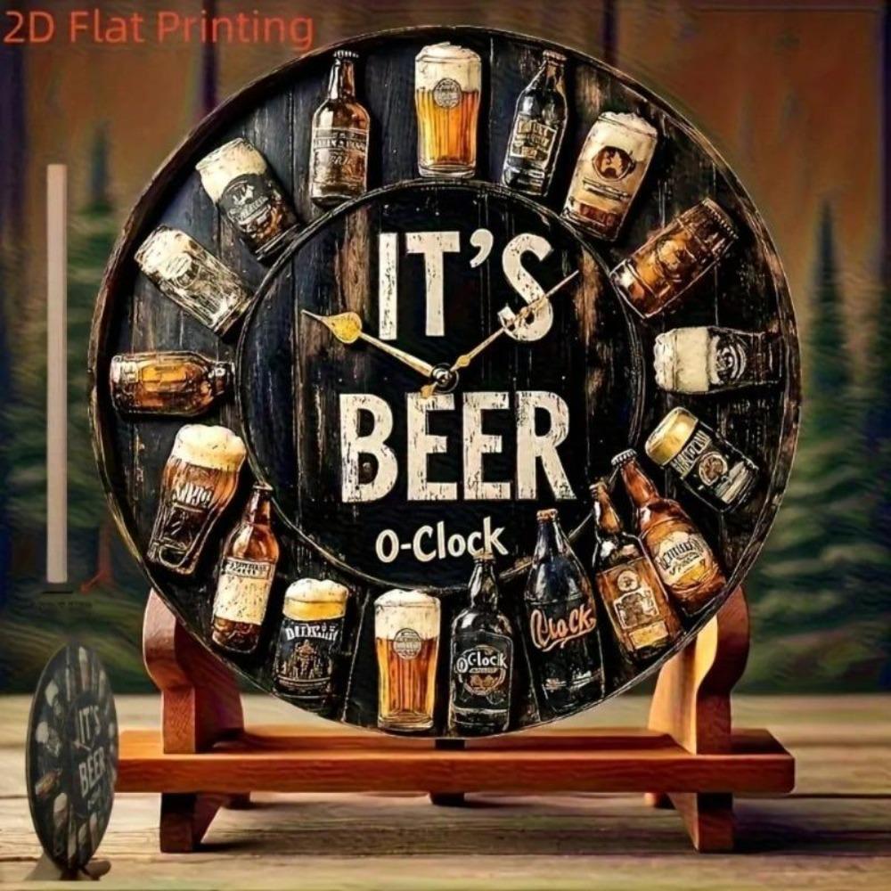 Metal Wall Art Round Beer Clock Sign Pub Bar Decor