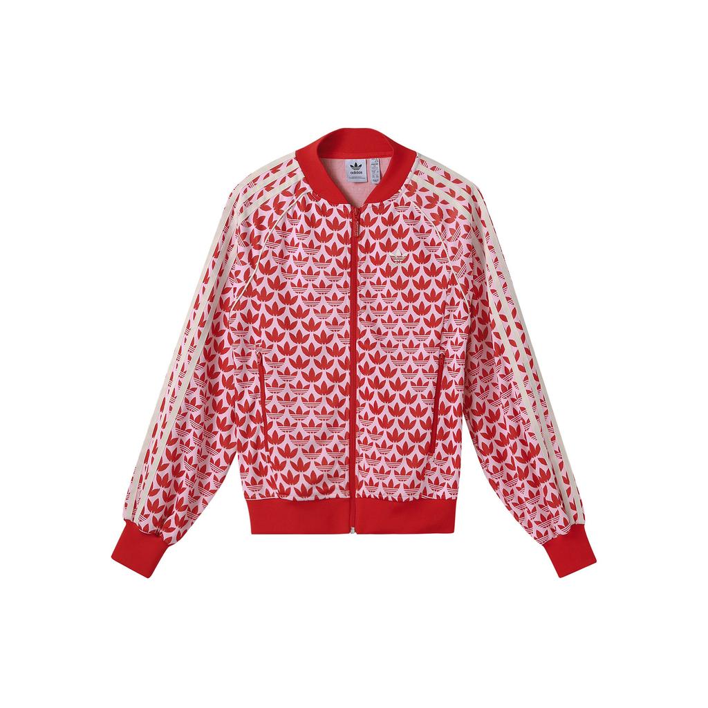 Adidas Originals 70S Logo All Over Print Zip Jacket Women Jacket Red IK7872