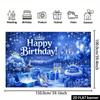2D Birthday Background Blue Castle Silver High Heels Decor