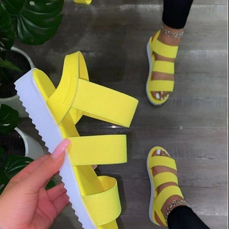 2024 summer new women's shoes platform muffin shoes European open-toed sandals trendy large-size sandals women