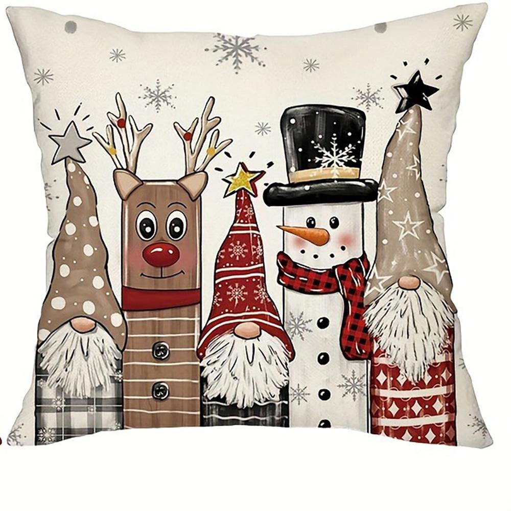 

Christmas Themed Pillowcases: Tree, Believe, Gnomes & Snowman Designs Sofa room cushion cover home decoration new year gift 16x16Inch