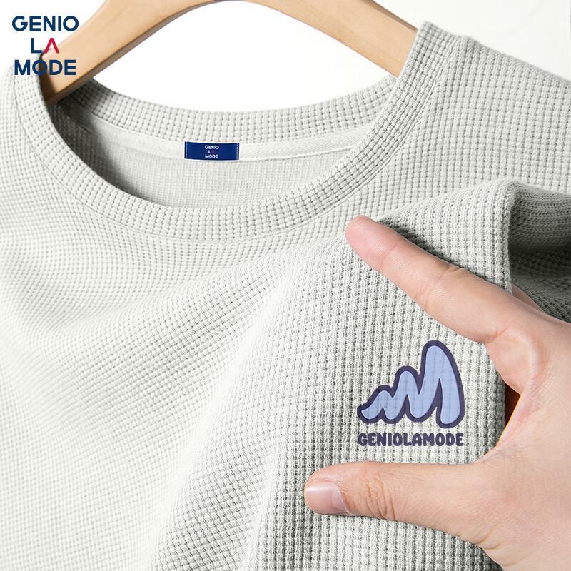 

GENIOLAMODE Men s Waffle Knit Short Sleeve T-Shirt L
