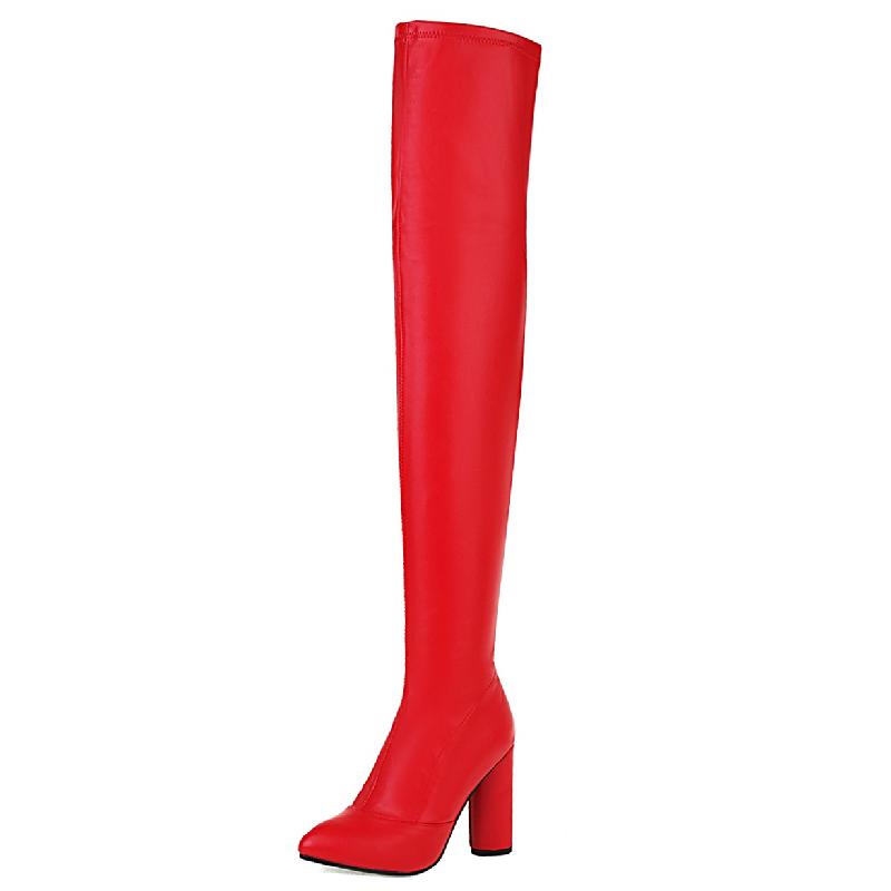 Sexy Thigh High Boot For Women Fashion Fetish Shoes 2025 Lady High Heels Over the Knee Boots Red White Black Winter Long Boots