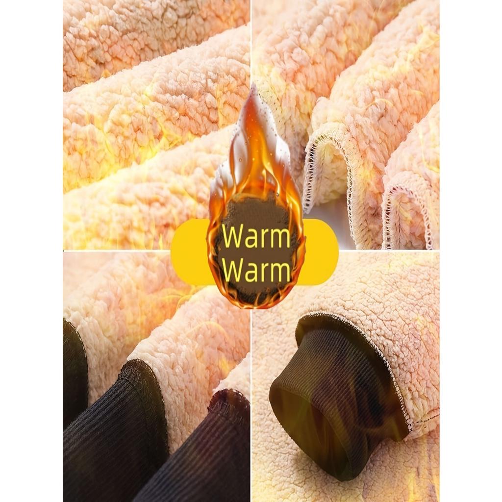 Tight Fitting Warm Clothing with Plush Insulation, Long Sleeves for Casual Sports, Autumn and Winter Tops for Outdoor Wear