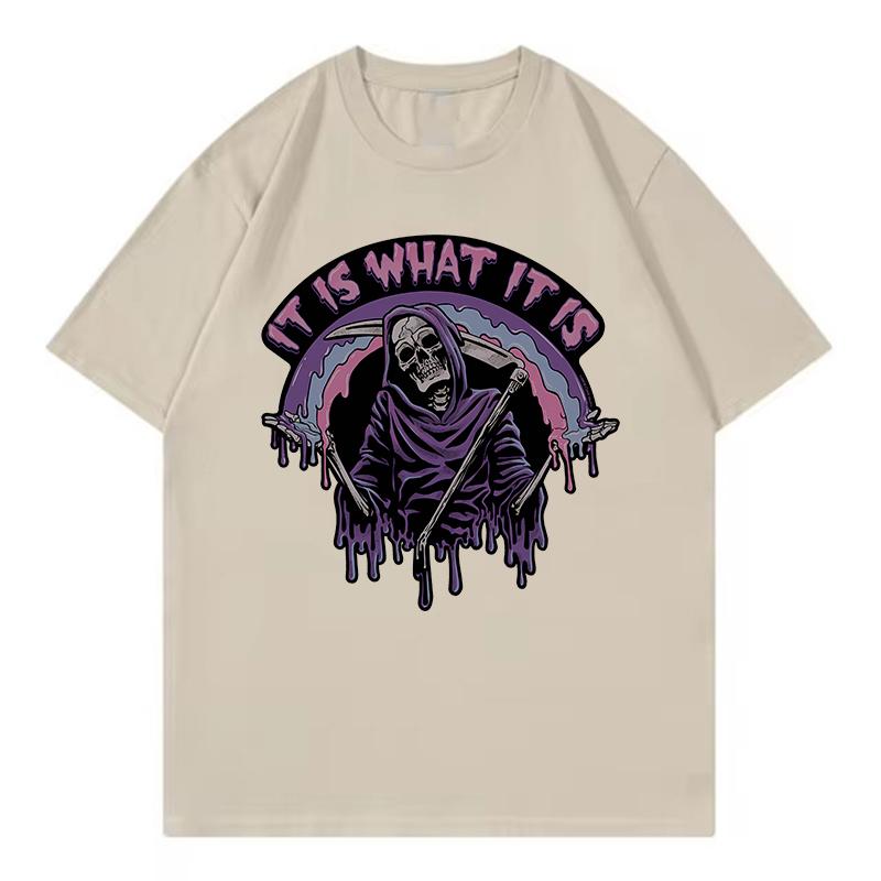 Vintage Comic Tee It Is What It Is Funny T Shirts Unisex Women Tshirt Round Neck Short Sleeve Trendy Tee Shirt Streetwear Tops